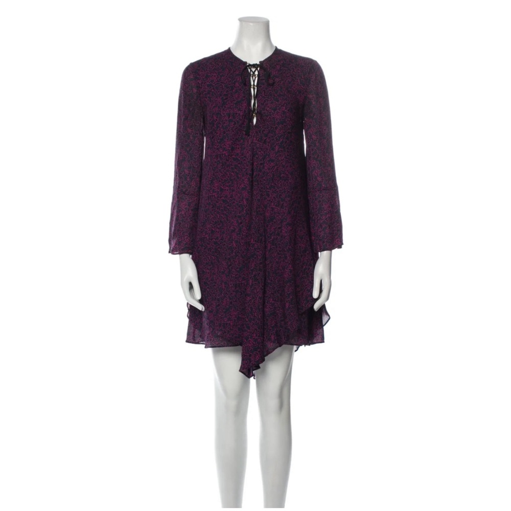 DEREK LAM 10 CROSBY 100% Silk Mini Dress Long Sleeves Lined Shift